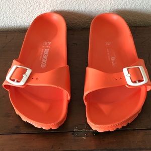 Orange Birkenstock sandals